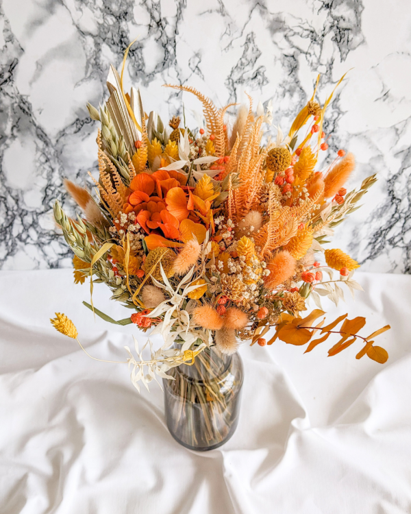 Bouquet de fleurs séchées personnalisable - couleur orange - taille L