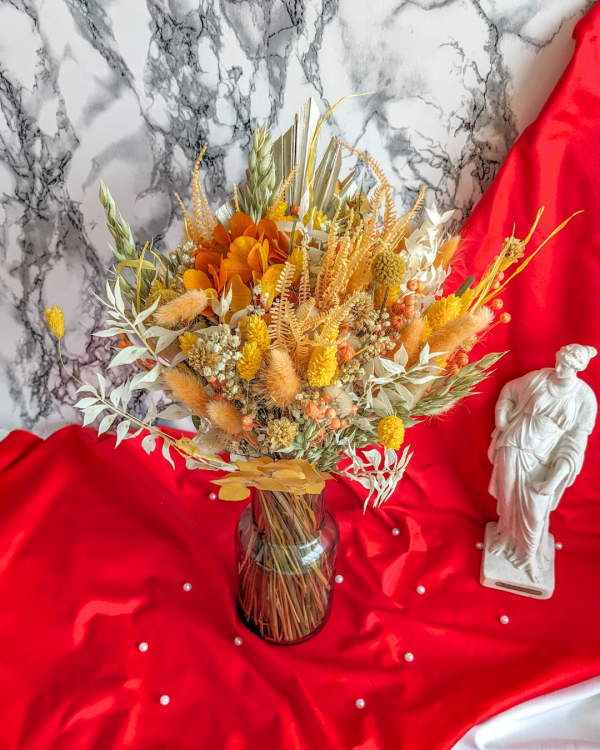 Bouquet de fleurs séchées personnalisable - couleur orange - taille L