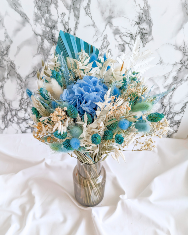 Bouquet de fleurs séchées personnalisable - couleur bleue - taille L