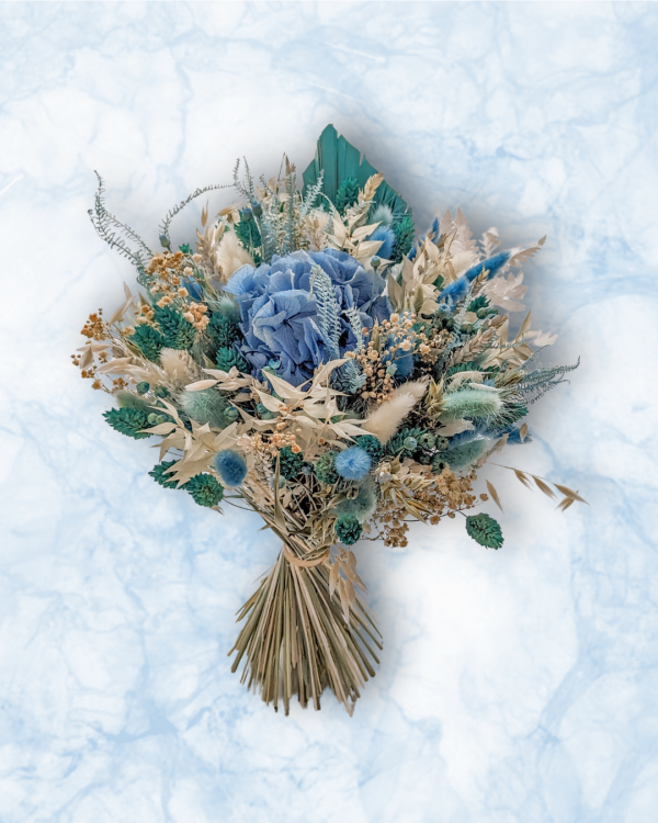 Bouquet de fleurs séchées personnalisable - couleur bleue - taille L