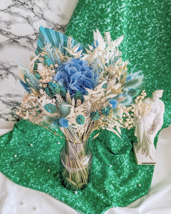 Bouquet de fleurs séchées personnalisable - couleur bleue - taille L