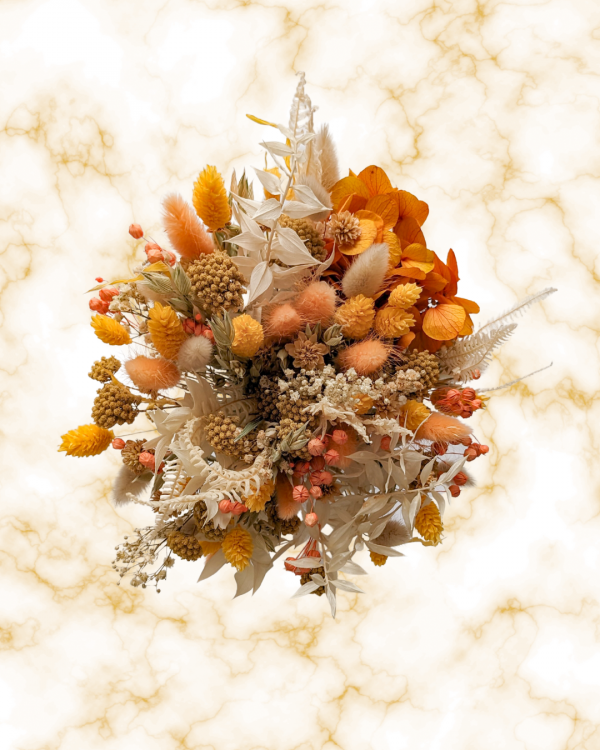 Bouquet de fleurs séchées personnalisable - couleur orange - taille L